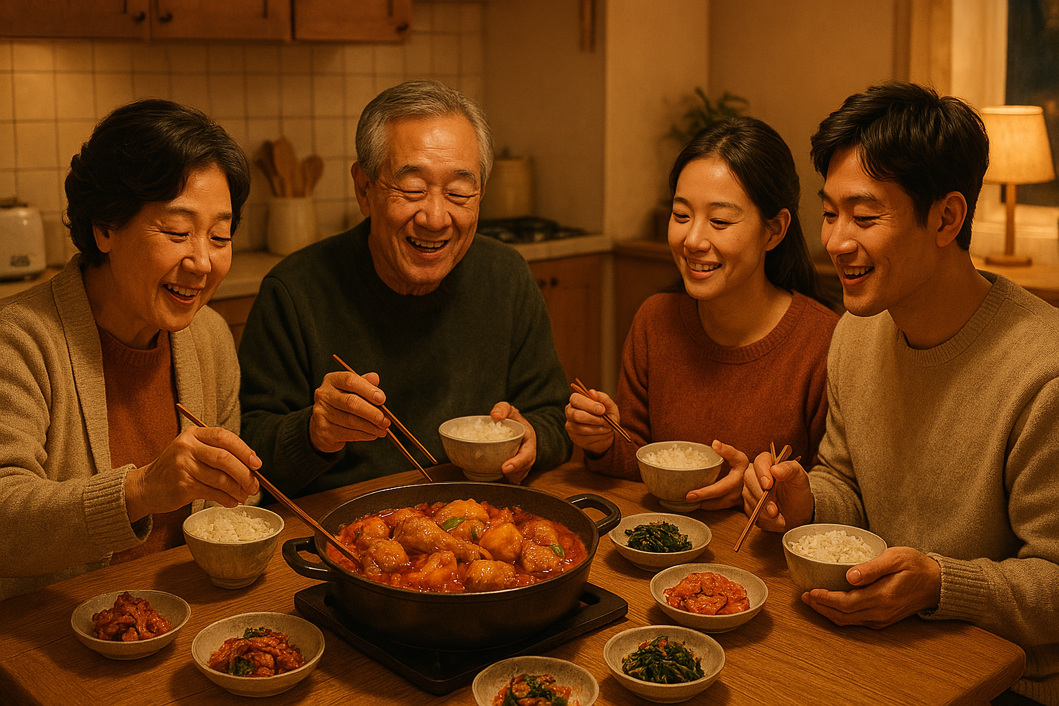 가족과 닭볶음탕 식사
