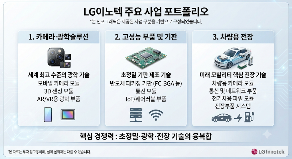 스마트폰 부품을 넘어 첨단 부품 포트폴리오로 확장하는 LG이노텍의 사업 구조 이미지