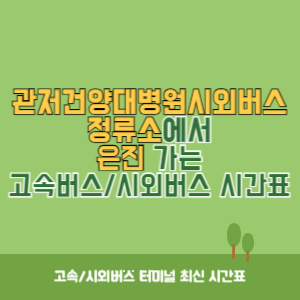 관저건양대병원시외버스정류소에서 은진 가는 시외버스 시간표 최신정보