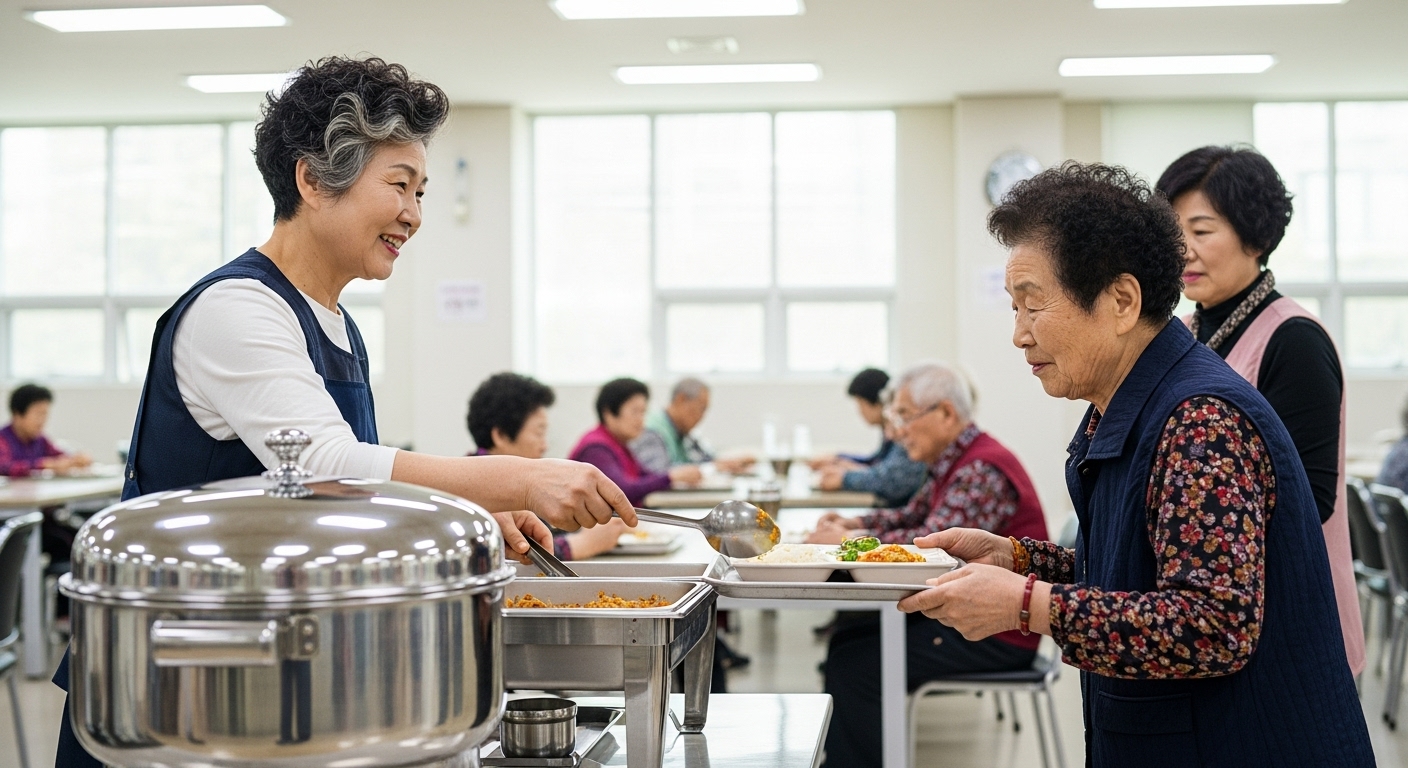 무료급식소에서 봉사하며 보람을 느끼는 72세 여성