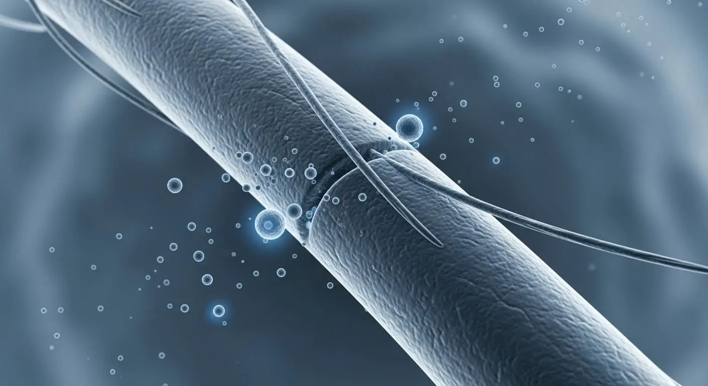 사람 머리카락과 초미세먼지(PM2.5) 입자의 크기 차이를 보여주는 현미경 이미지