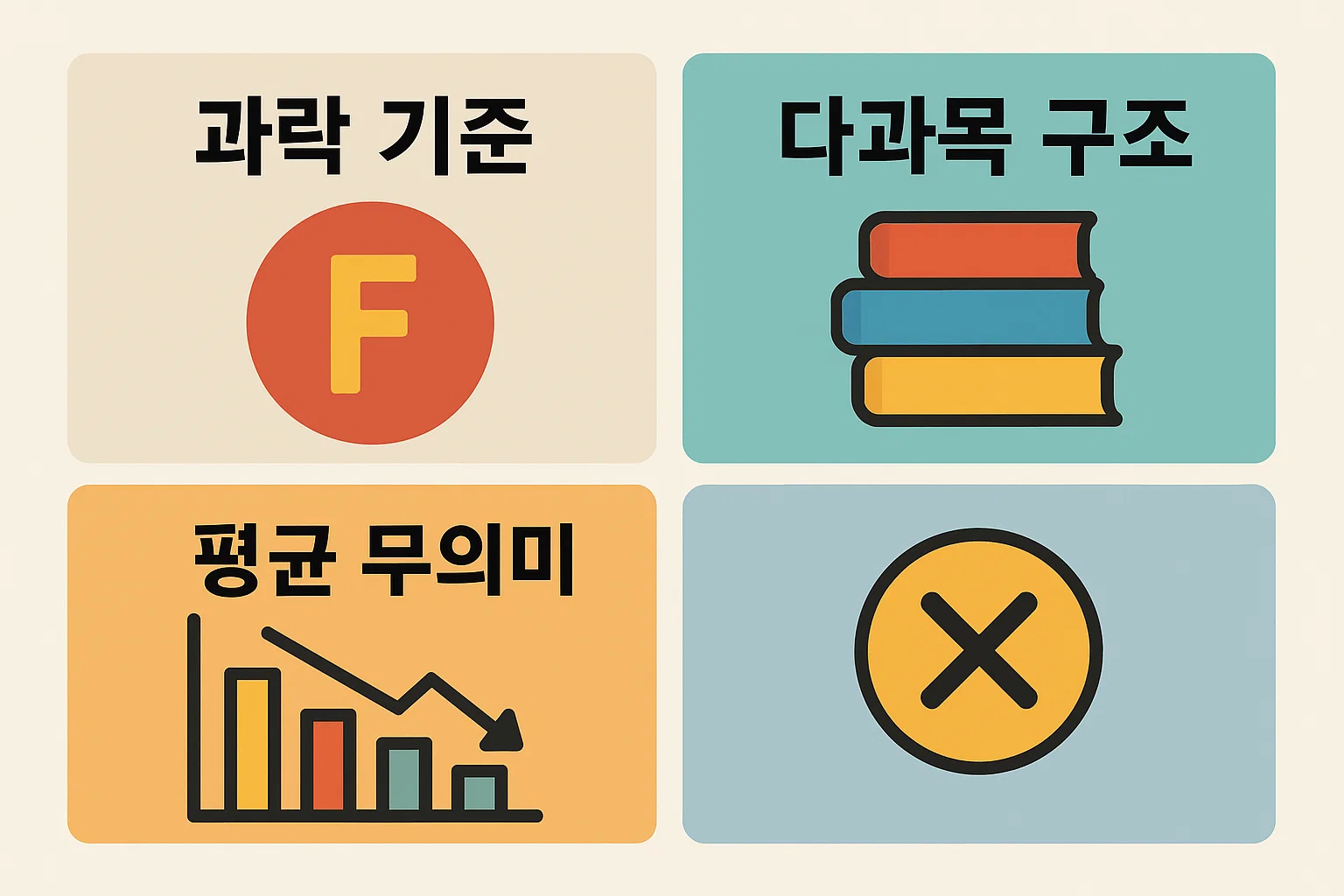 사회복지사 1급 합격률이 낮게 인식되는 이유를 과락 기준과 다과목 구조 관점에서 분석해 오해를 바로잡아주는 설명 이미지입니다