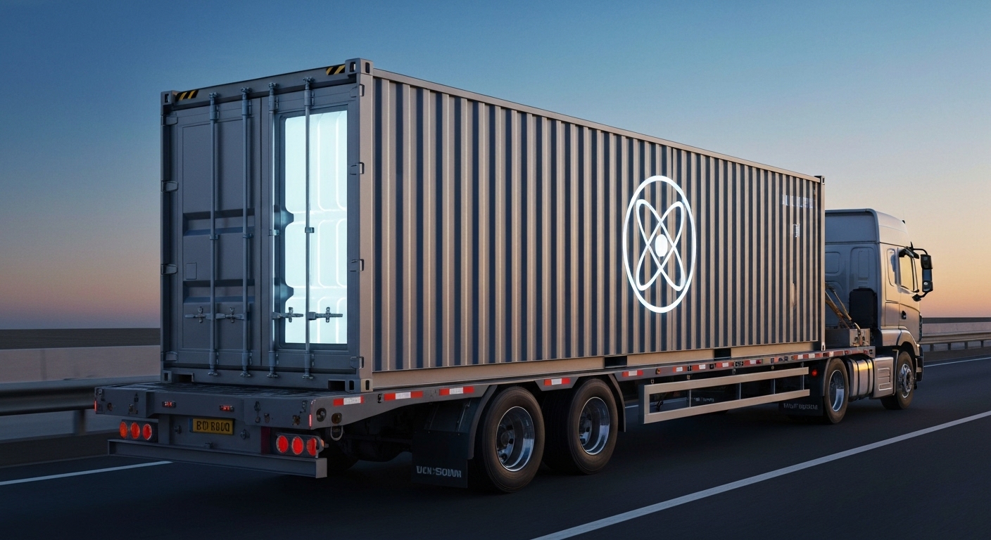 컨테이너에 실려 다니는 발전소 SMR에 대한 이미지