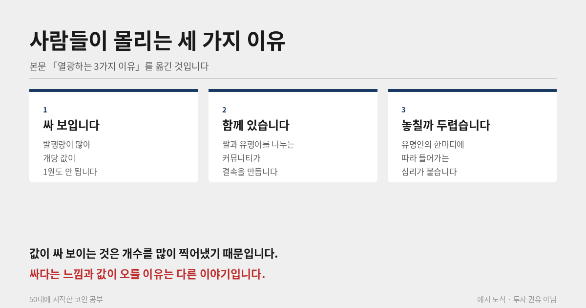 밈코인에 몰리는 세 가지 이유