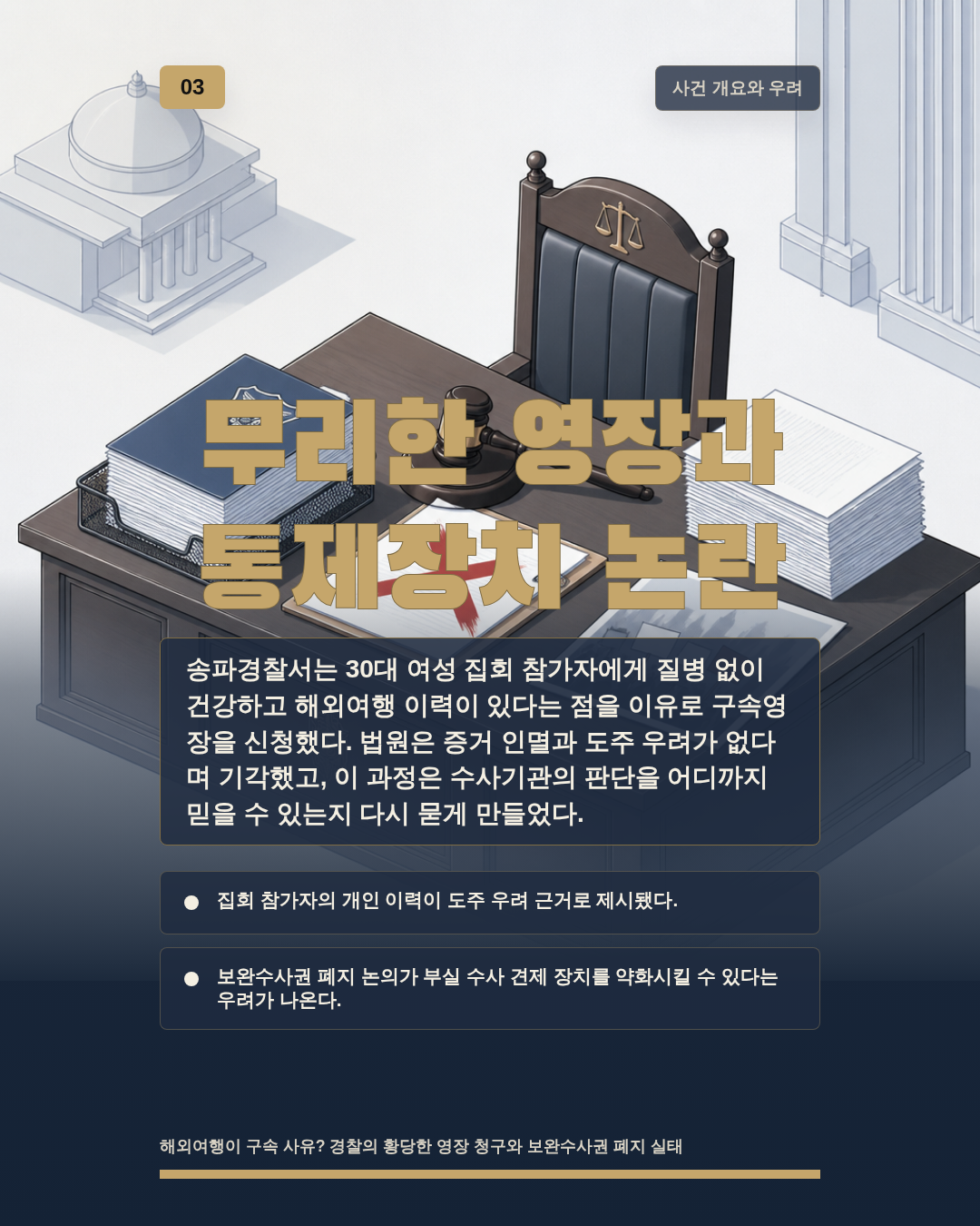 무리한 영장과 통제장치 논란