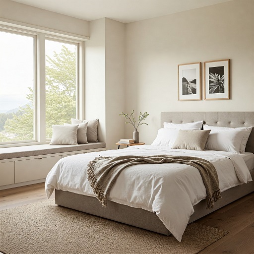 침실이 괘적한 모습