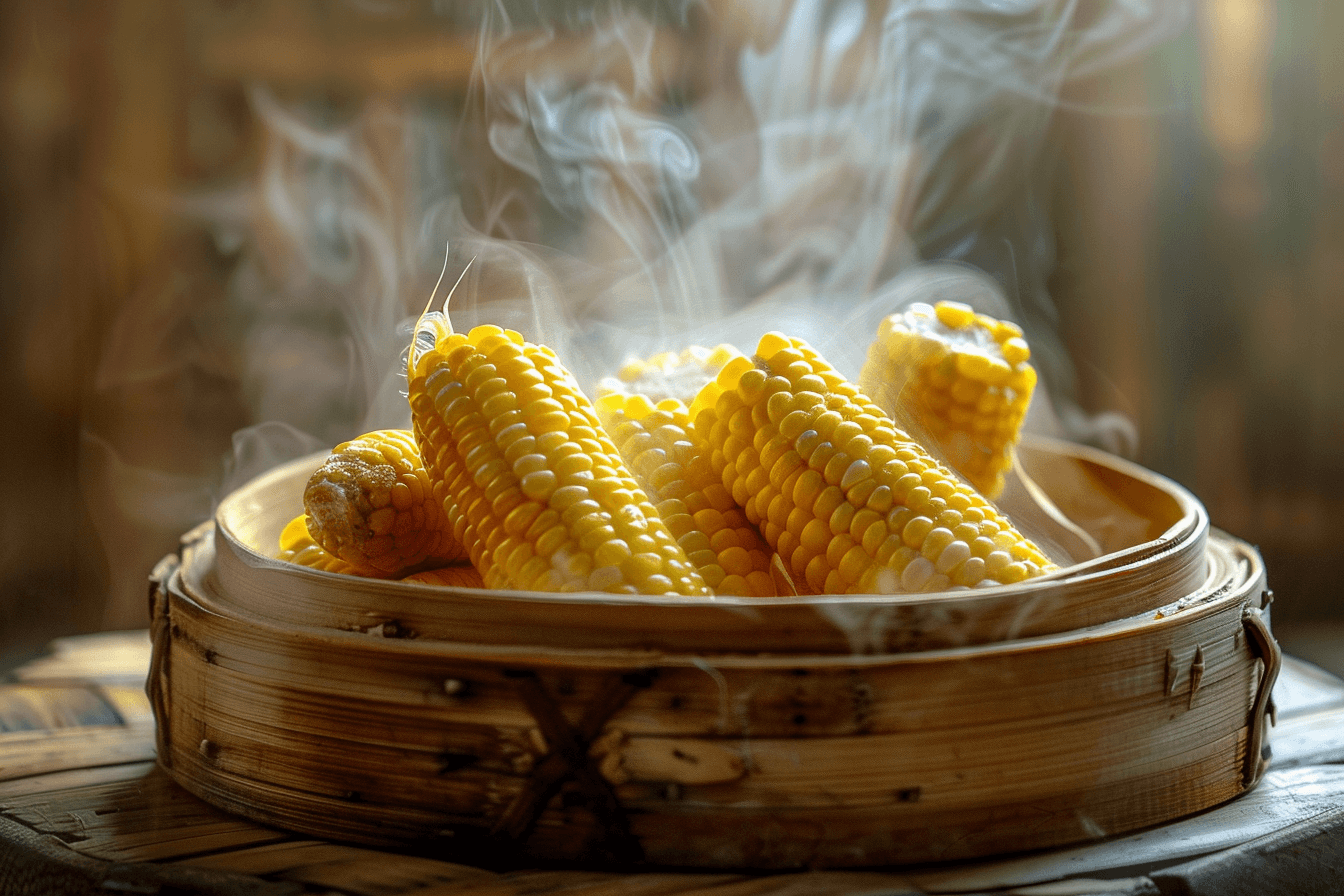 찜기에-옥수수가-쪄지고있는-이미지