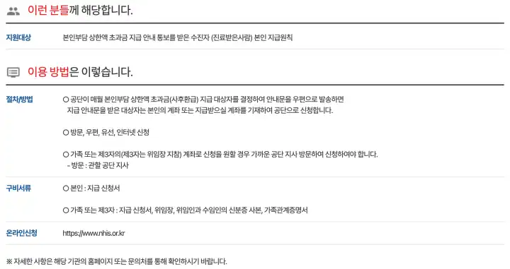 본인부담상한액 초과금 국민건강보험공간 소개글