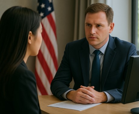 비자 심사 인터뷰 사진