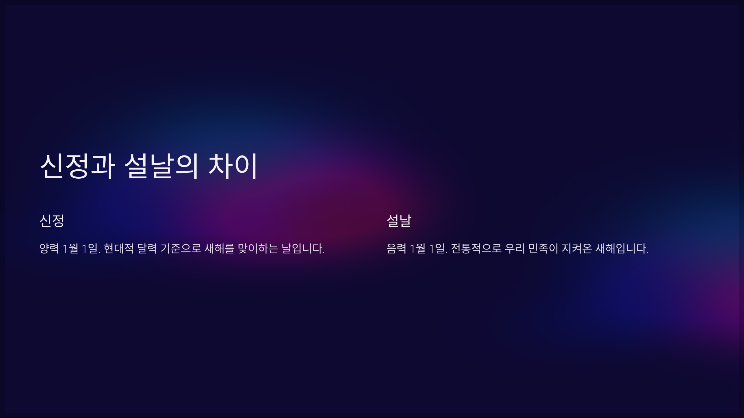 신정과 설날의 차이