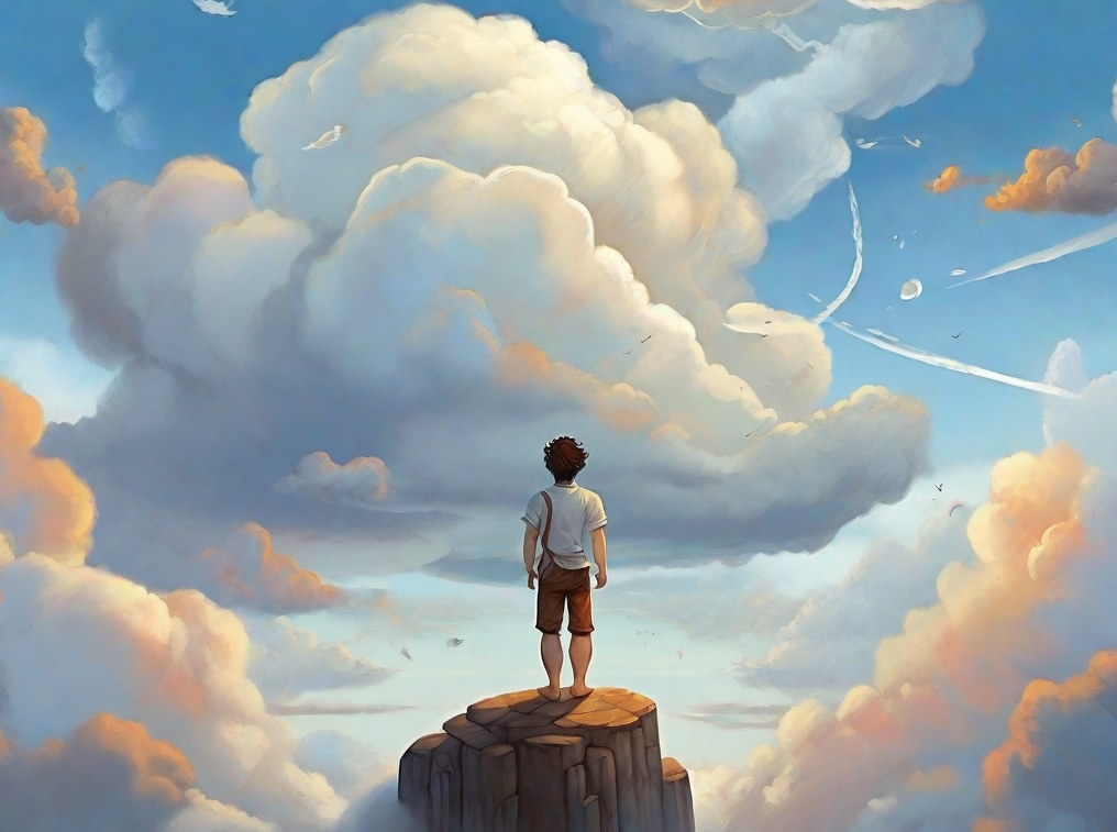 하늘을 바라보는 남성