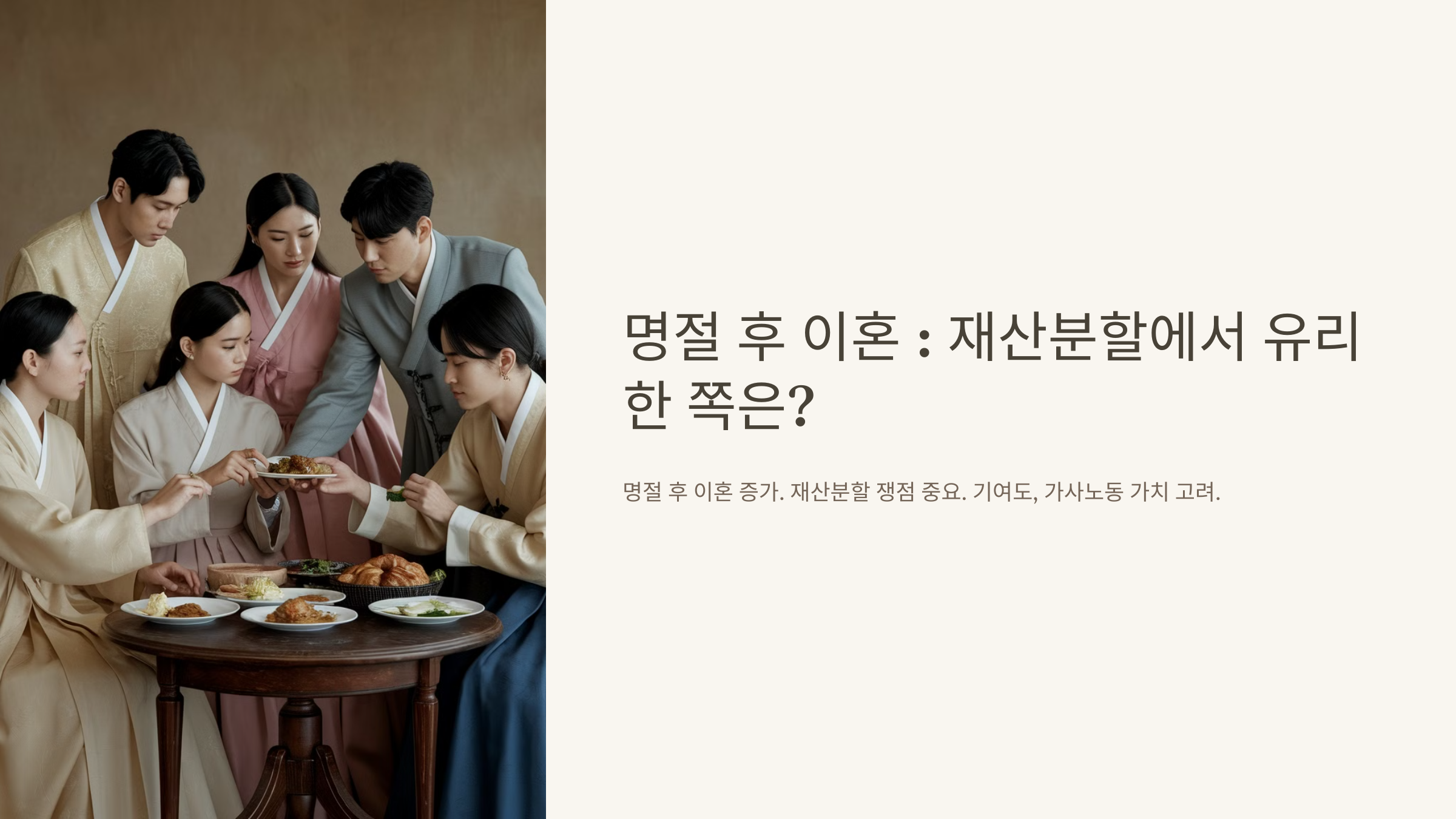 명절 후 이혼 재산분할에서 유리한 쪽은?