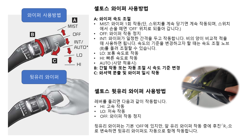 셀토스 와이퍼 사용방법