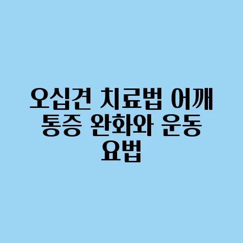 오십견 치료법 어깨 통증 완화와 운동 요법