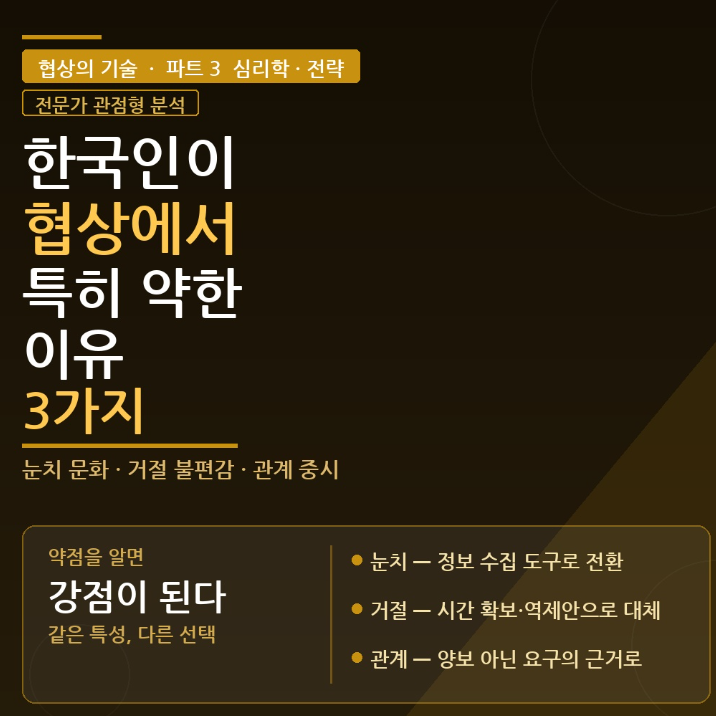 한국인이 협상에서 특히 약한 이유 3가지