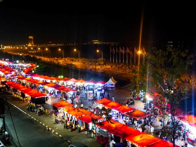 라오스 비엔티안 메콩강 야시장 laos vientiane mekong night market