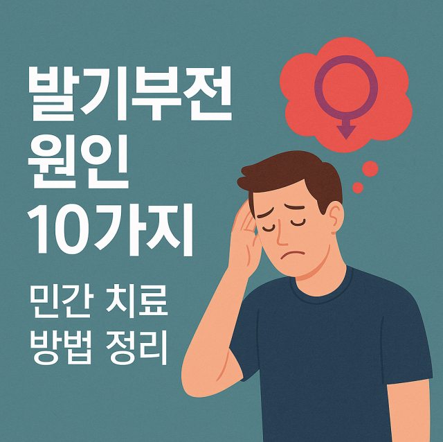 발기부전 원인 10가지와 민간 치료 방법을 설명하는 대표 이미지로 남성 건강과 생활 습관 개선의 중요성을 강조한 그림