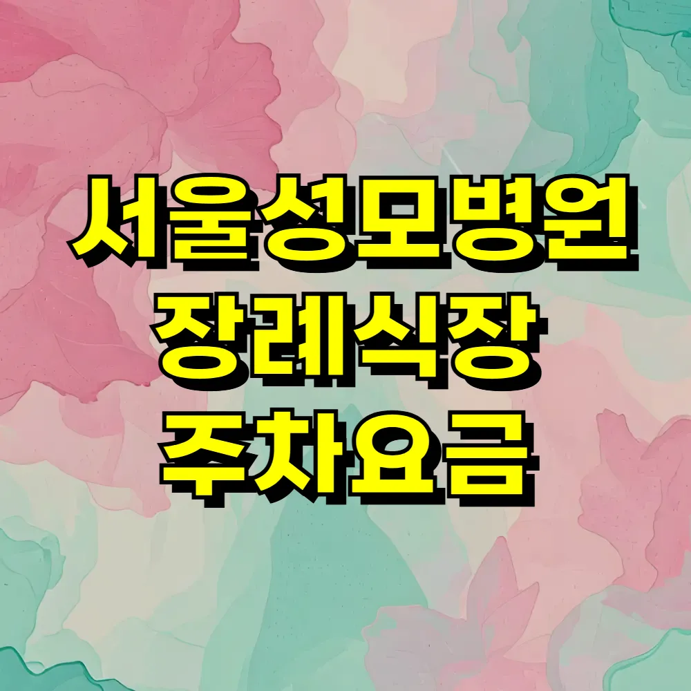 서울성모병원 장례식장 주차요금