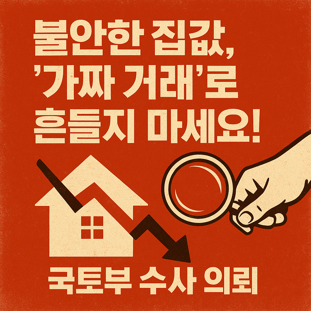 🚨 불안한 집값, '가짜 거래'로 흔들지 마세요! (국토부 수사 의뢰)
