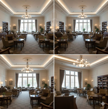 신라호텔 '더 라이브러리' 등 클래식한 호텔 라운지 내부 전경