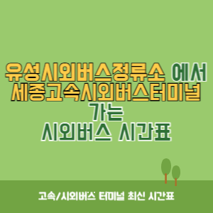 유성시외버스정류소에서 세종고속시외버스터미널 가는 시외버스 시간표 최신정보