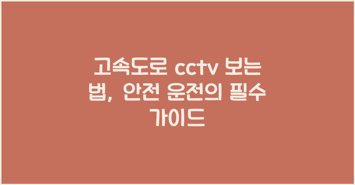 고속도로 cctv 보는 법