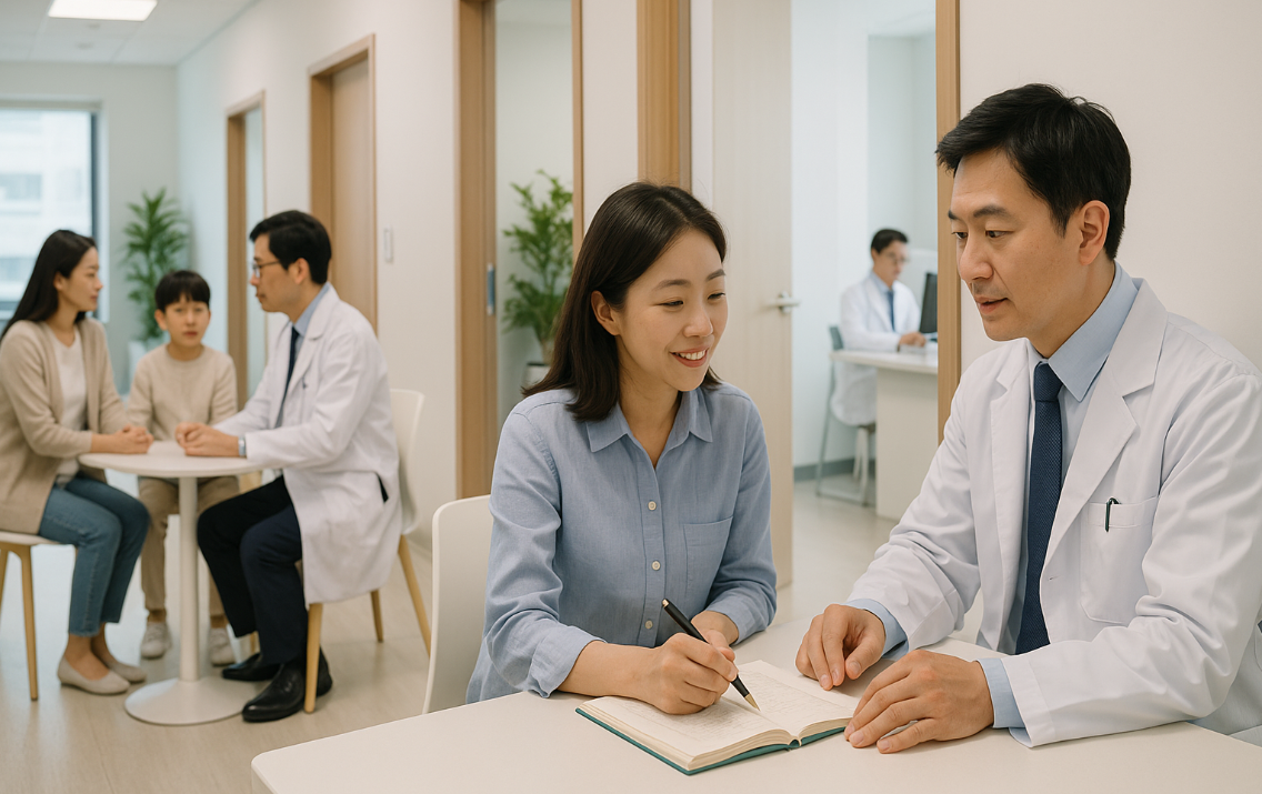 건강검진 상담을 받는 시민