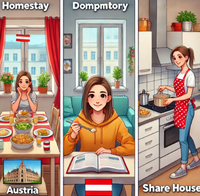 오스트리아에서 홈스테이, 기숙사, 쉐어하우스 생활하는 모습 비교 사진