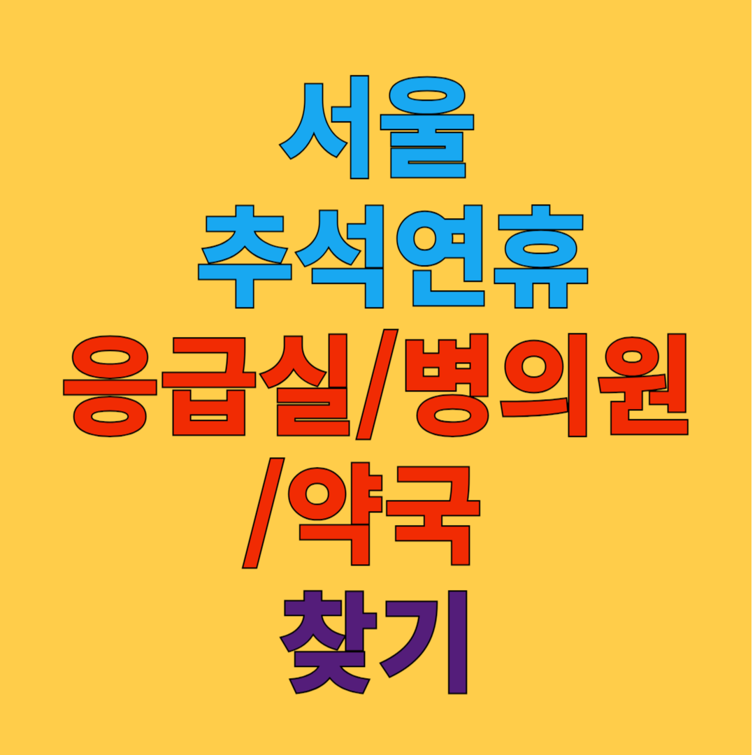 서울 추석 연휴 응급실, 병의원, 약국 찾기 가이드