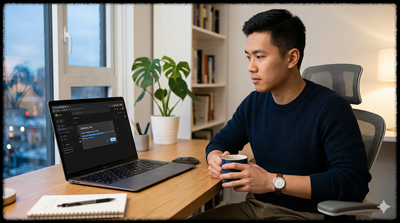 구글 드라이브에 대용량 파일을 업로드하는 모습