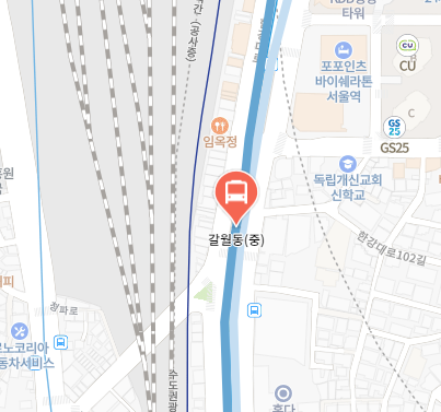 갈월동에서 인천공항 리무진 공항버스(6001번) 지도 위치