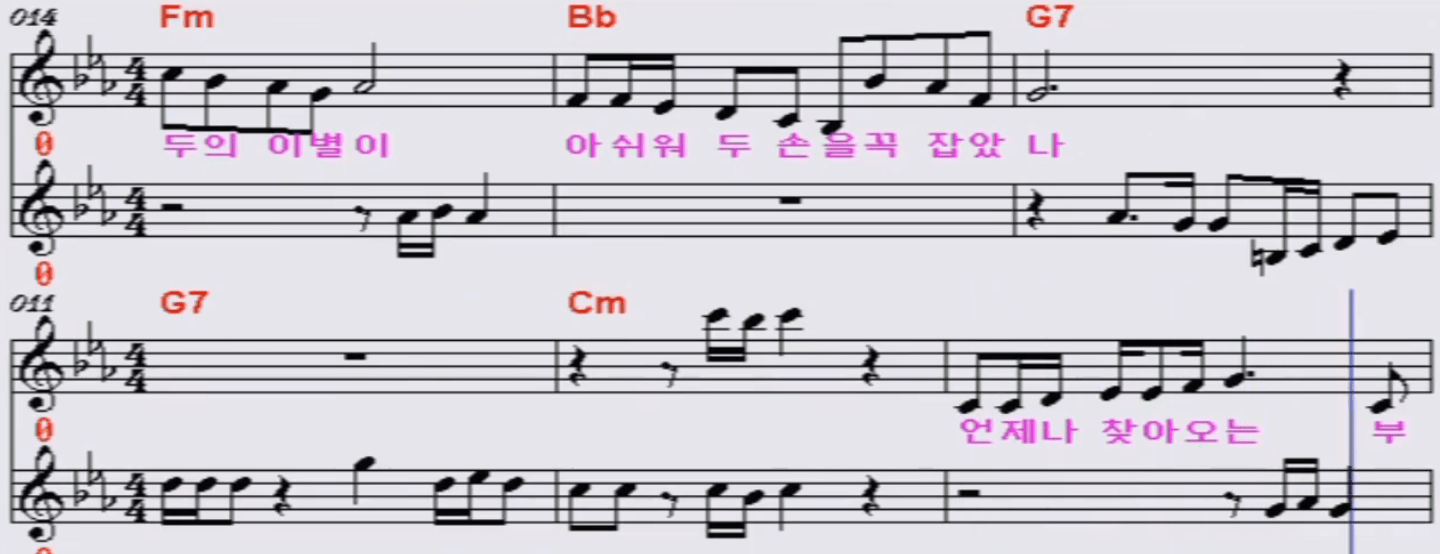 김산하, 마리아(심수봉) 남자는 배 여자는 항구 악보
