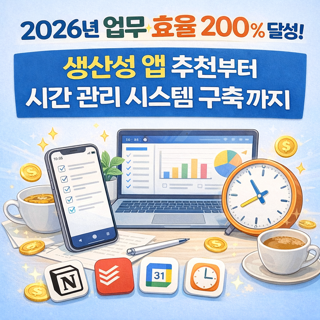 2026년 업무 효율 200% 달성! 생산성 앱 추천부터 시간 관리 시스템 구축까지
2026년 생산성 앱 추천, 시간 관리 비법, 뽀모도로 기법 활용, 디지털 디톡스 방법, 노션 템플릿 공유, 아이패드 공부법, 직장인 자기계발 도구, 업무 효율 높이기, 갓생 루틴 만들기, 스마트워크 가이드