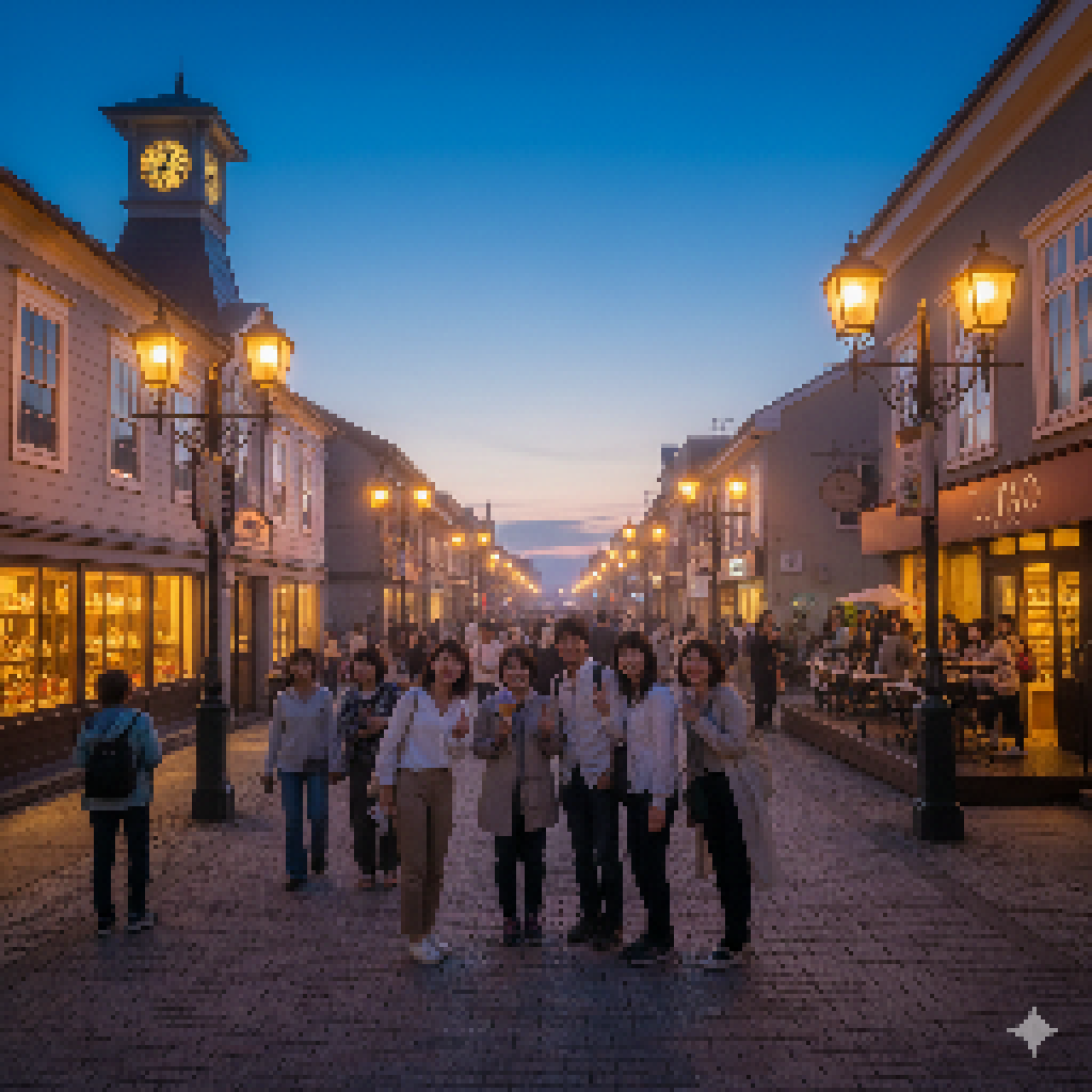 오타루의 관광상점가 사카이마치 거리