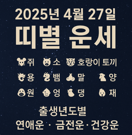 2025년 4월 27일 띠별운세
