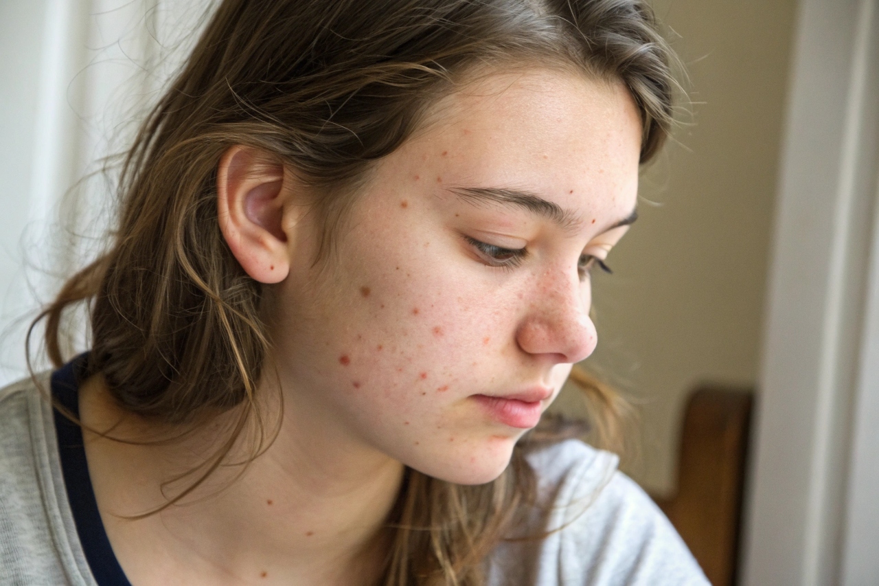 피부 트러블이 생긴 여성