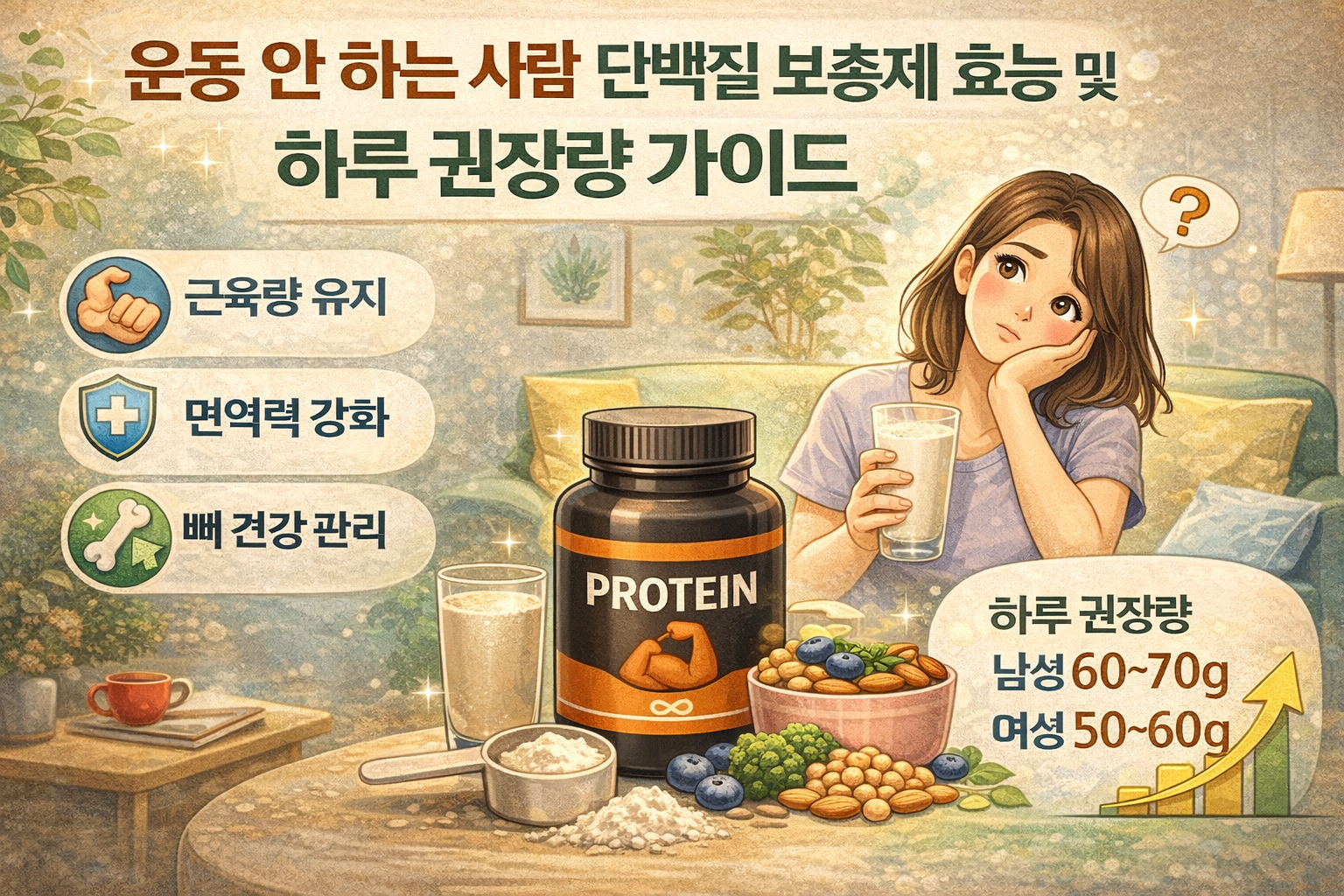 운동 안 하는 사람 단백질 보충제 필요성 및 권장량 가이드
