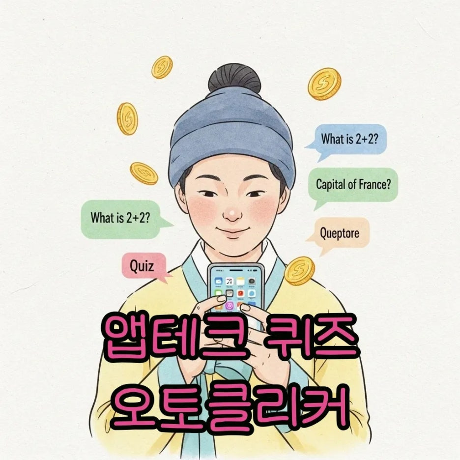 스마트폰으로 앱테크 퀴즈 푸는 사람