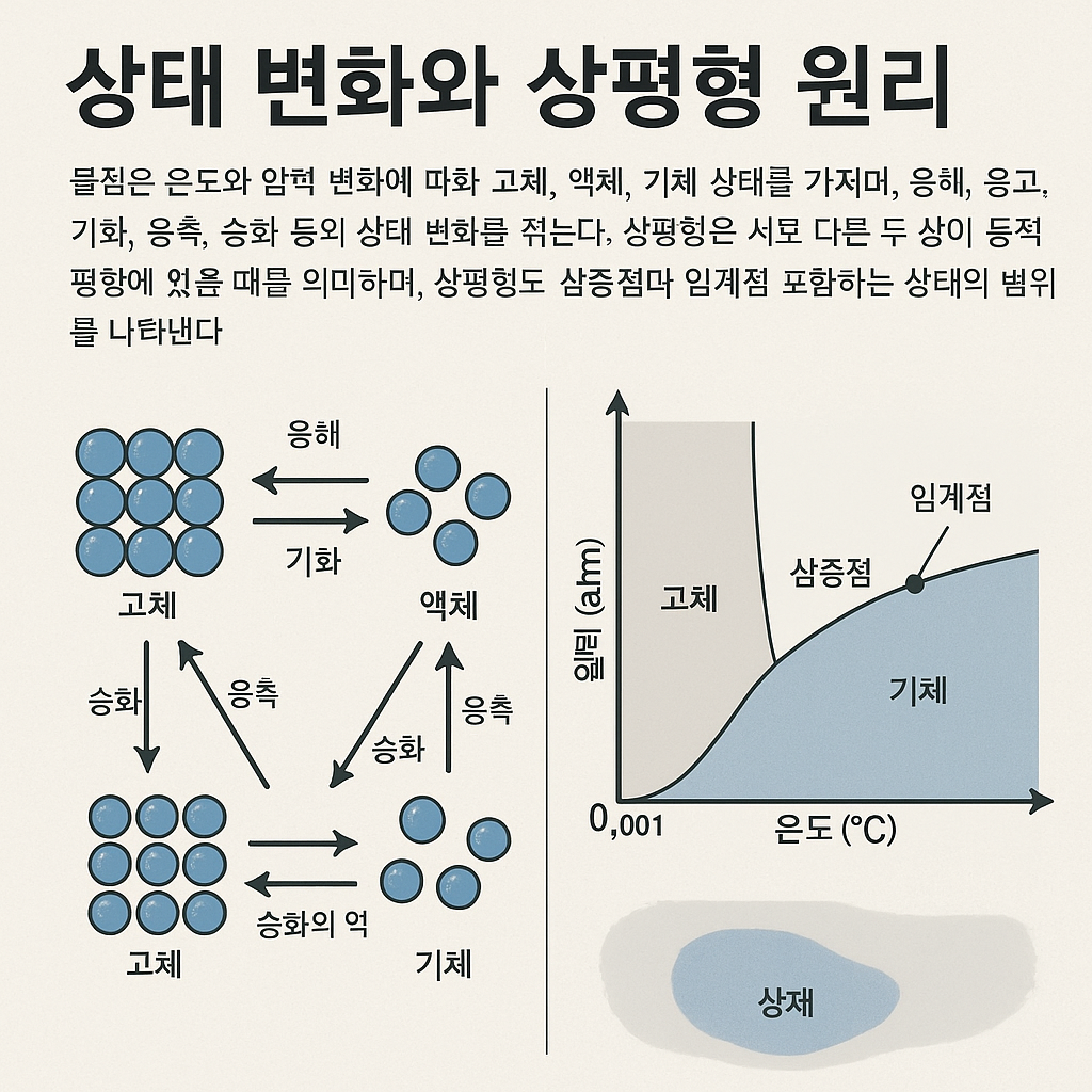 상태 변화와 상평형 원리가 고체 액체 기체 전이에 미치는 과학적 구조 분석