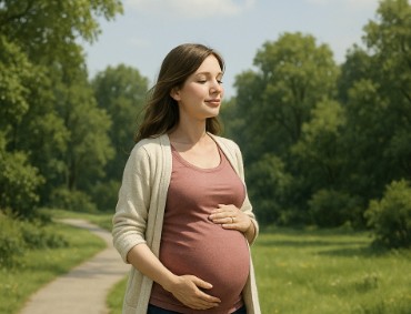 산책하는 임산부에 관한 사진
