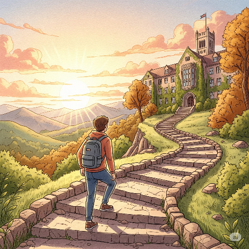 2026대입 목표를 향해 나아가는 학생 일러스트
