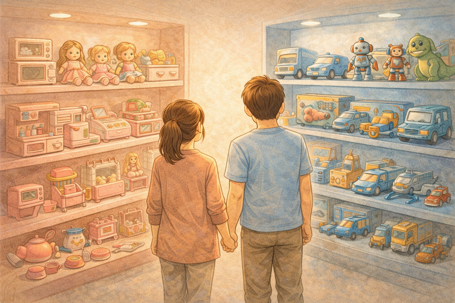 성별은 언제 장난감 진열에서 갈라졌을까