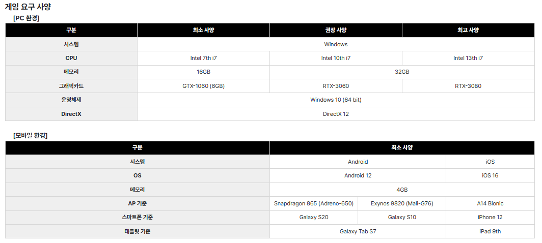 레전드 오브 이미르 다운로드 PC사양 갤러리 게임 영상