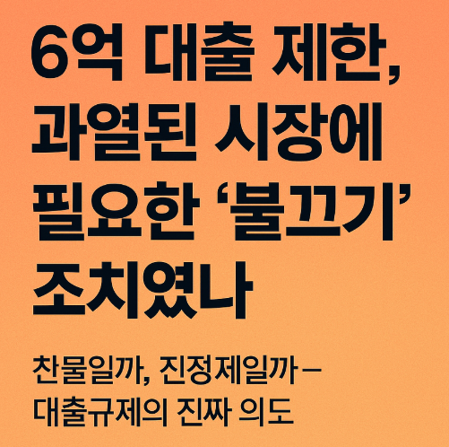 6억원 초과 주택담보대출 전면 금지 조치는 과열된 시장에 땔감을 차단한 조치