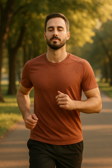 러닝으로 내면의 평온을 느끼는 인물