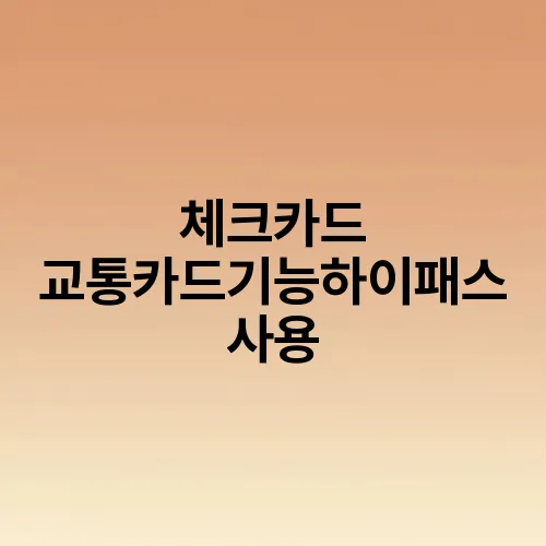 체크카드 교통카드기능하이패스 사용
