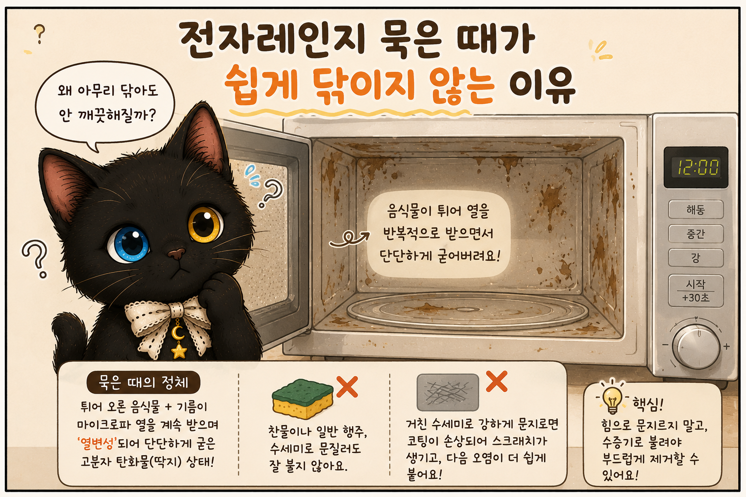 전자레인지 묵은 때가 쉽게 닦이지 않는 이유