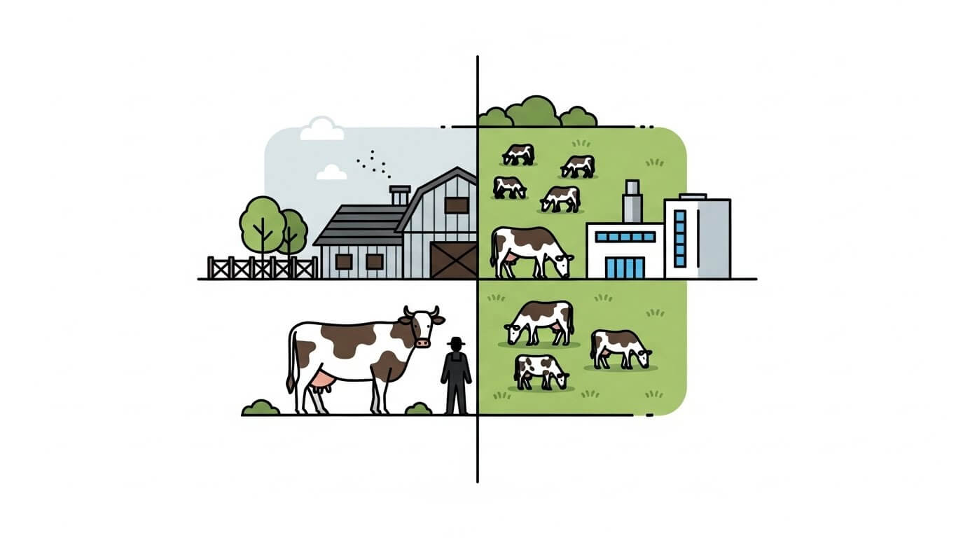 사육 방식과 유통 과정의 차이