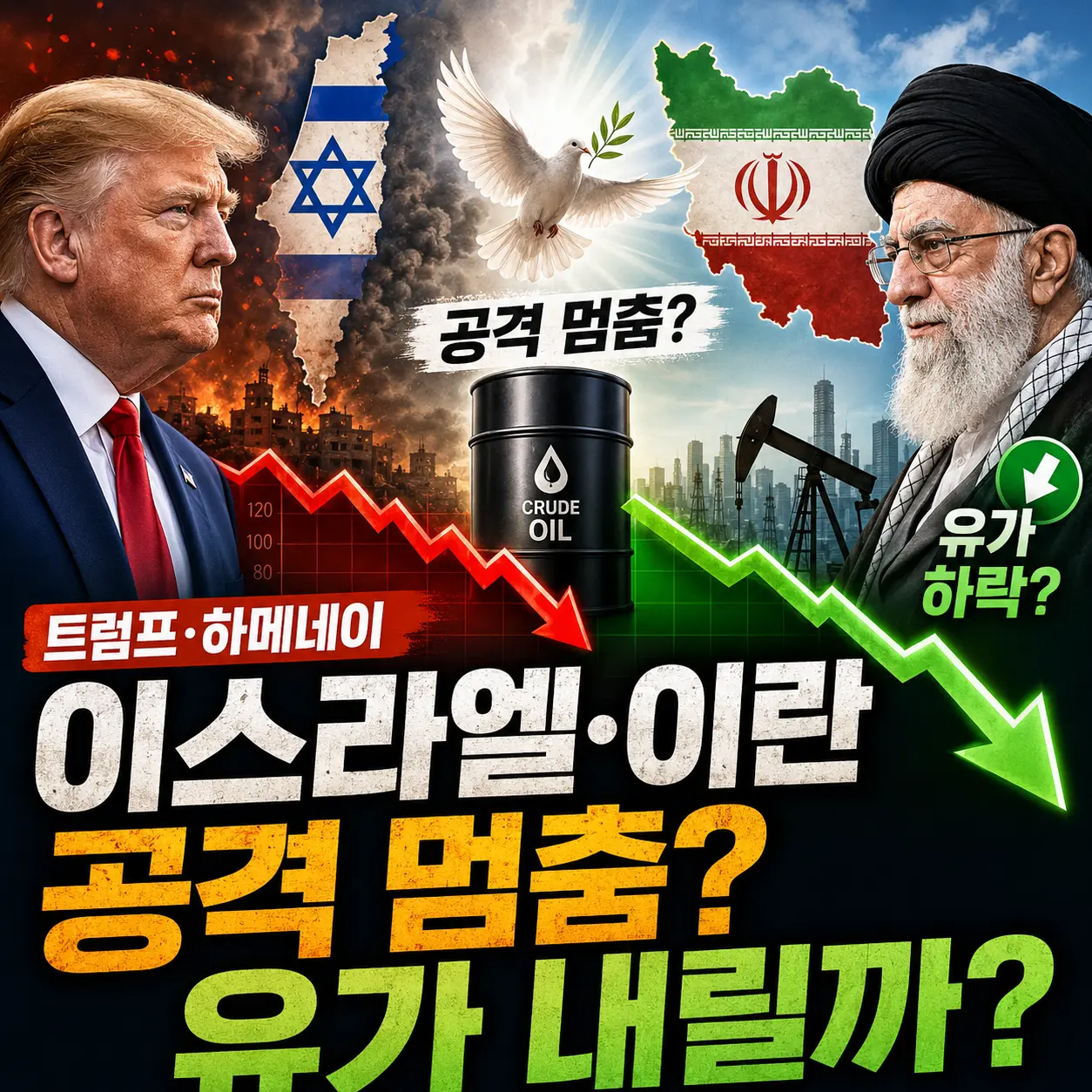 이스라엘·이란 공격 중단 — 국제유가 하락 시작·고유가 피해지원금 어떻게 되나·기름값 내릴까 총정리 2026