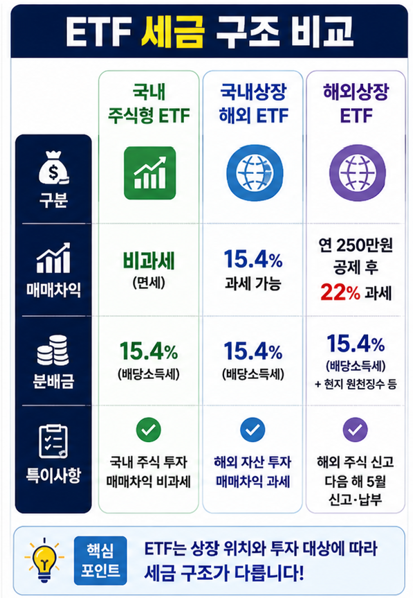 ETF 세금 국내 해외 구조 비교 인포그래픽